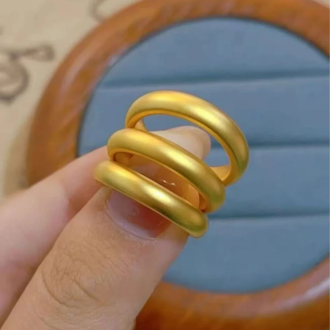 合金戒指 【泥鳅背戒指】时尚情侣古法经典传承光面真金色素款实心