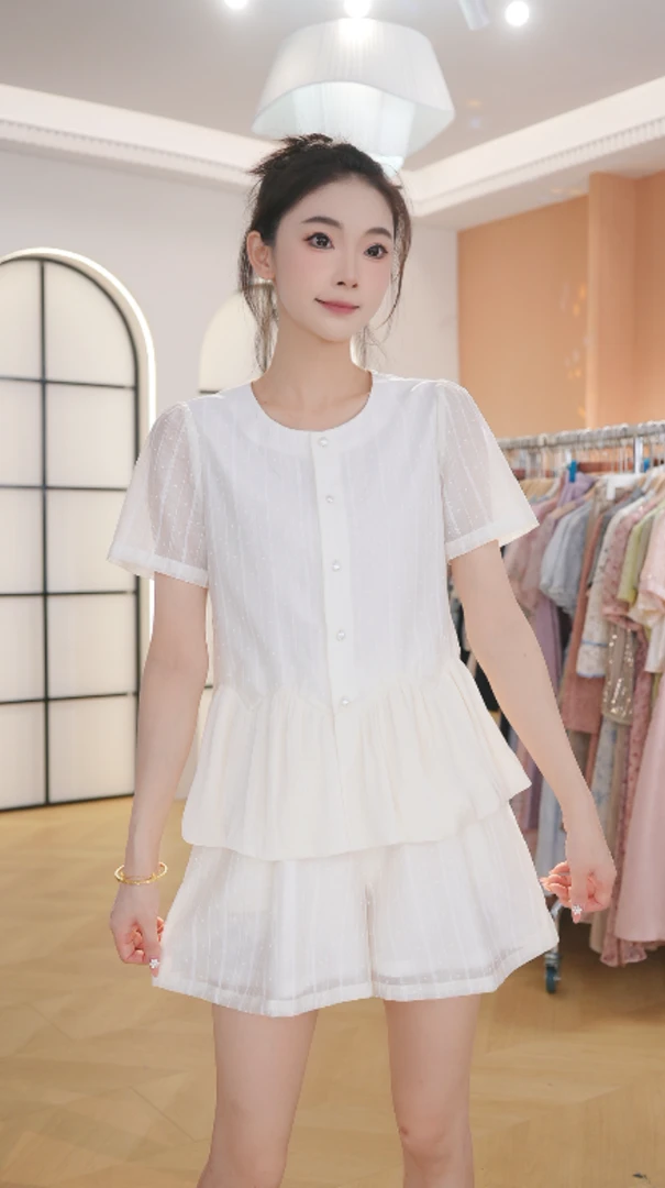 Z8653夏装女士高端时尚两件套洋气百搭宽松短裤套装女