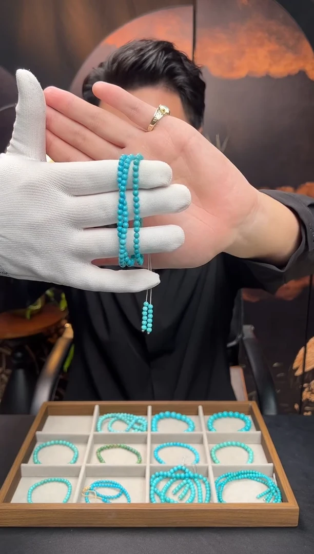 未镶嵌绿松石手串绿松石卡3mm