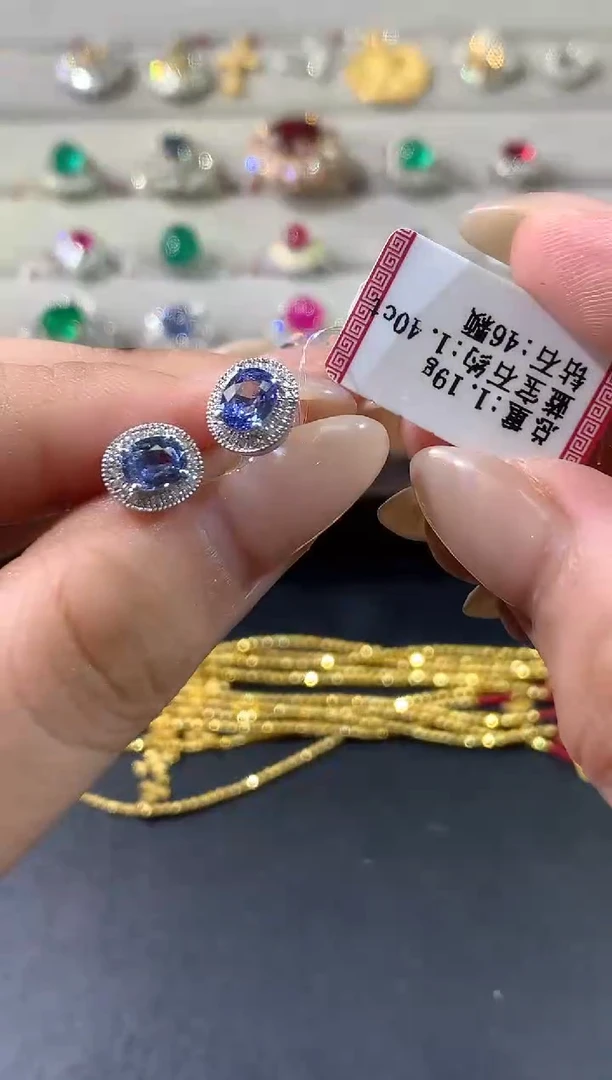 耳饰蓝宝石18K金镶嵌W479|多样性发货一件3380