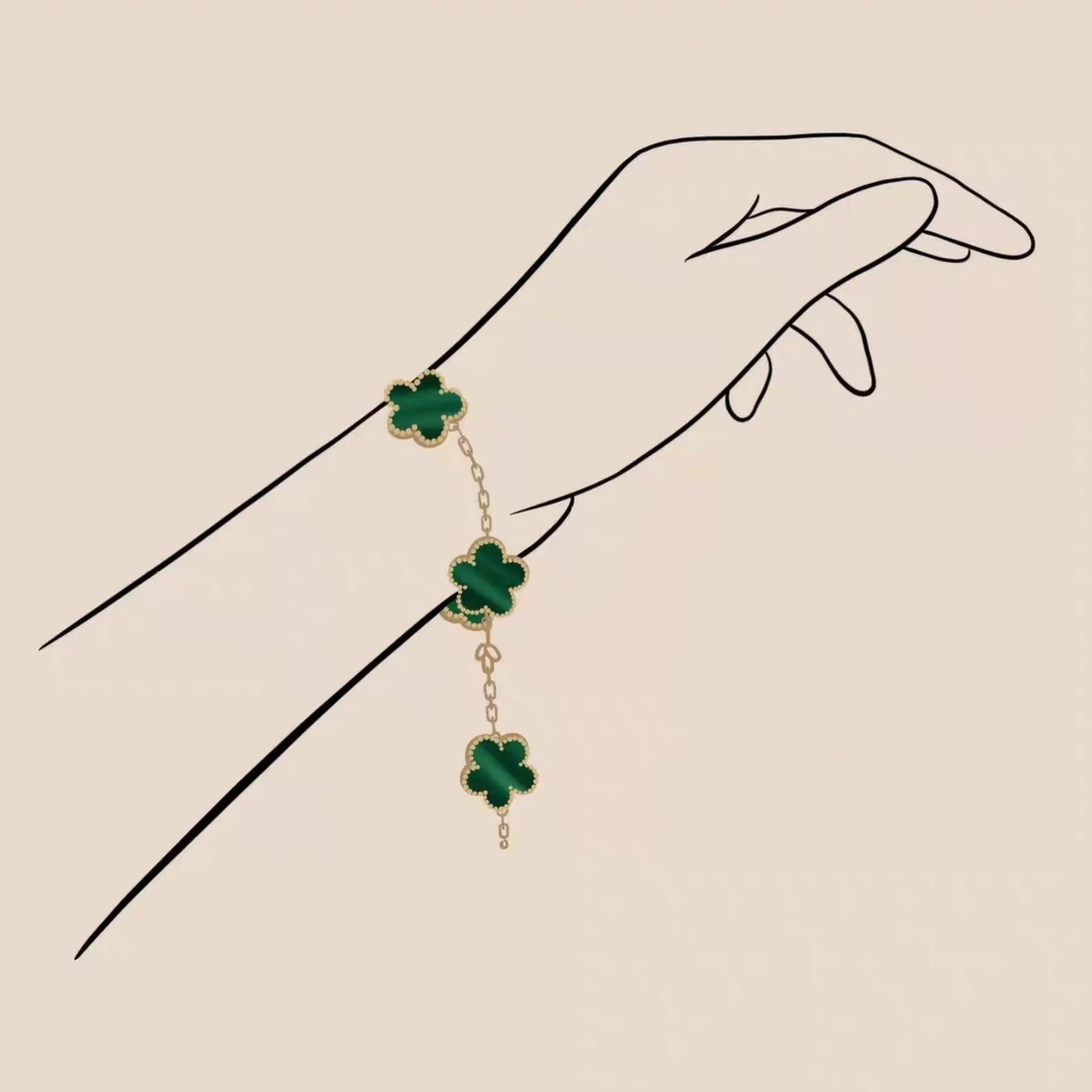 合金手链 高版合金五花手链3+2隔砖幸运草熊猫手链镭射四叶草手链