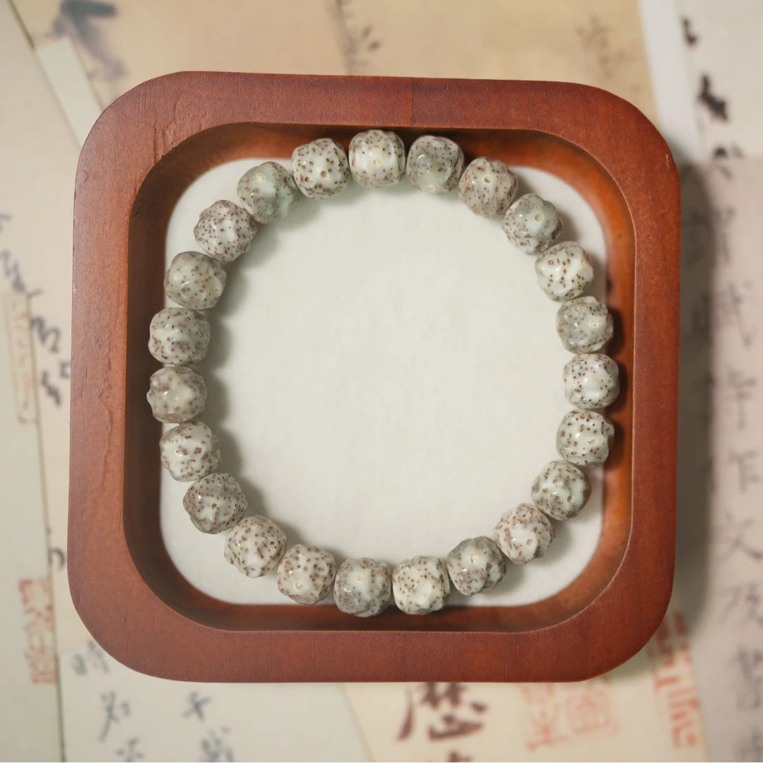 石玉料星月菩提无相同枝果手串 海南料 原生态 10mm雕刻