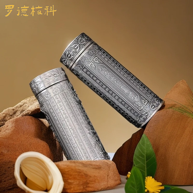 便携大容量双层罗德梅科心经内外全银保温杯纯纯银足保健银水杯