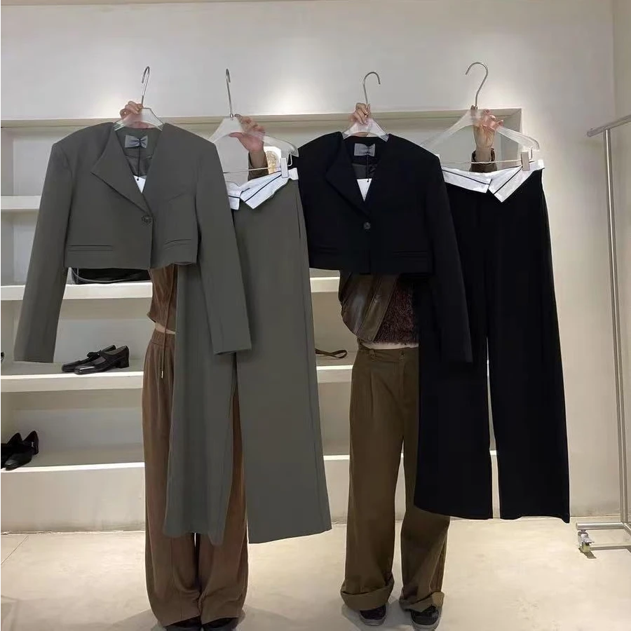 【清】逸语 IN choose u笑笑家2024秋季韩版西装上衣+长裤套装87261