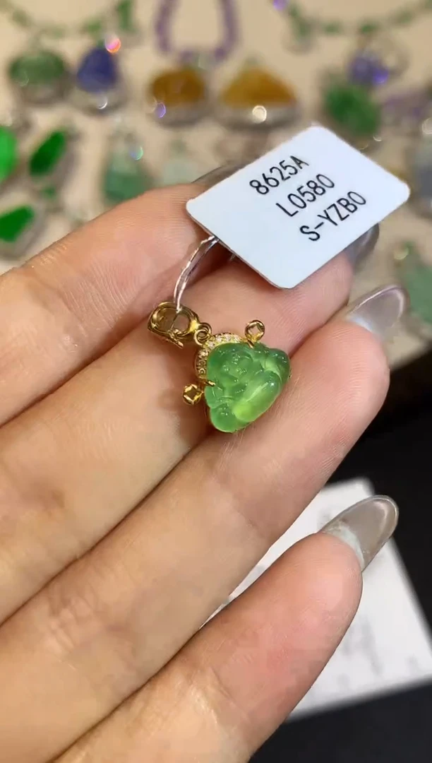 翡翠18K金镶嵌吊坠(不含链)L0580多样性发其一