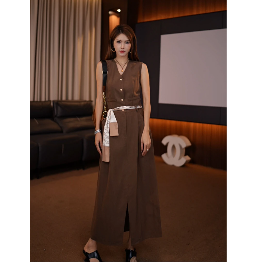 气质无袖背心连衣裙女夏季新款宽松显瘦中长款裙子BN25484