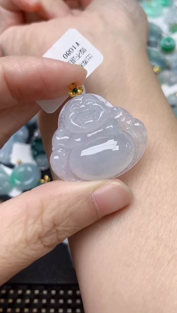 颈饰18K金镶嵌翡翠天然缅甸A货翡翠