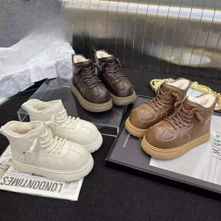 【洋洋】厚底丑萌大头雪地短靴子女冬季加厚保暖2025新款雪地棉鞋