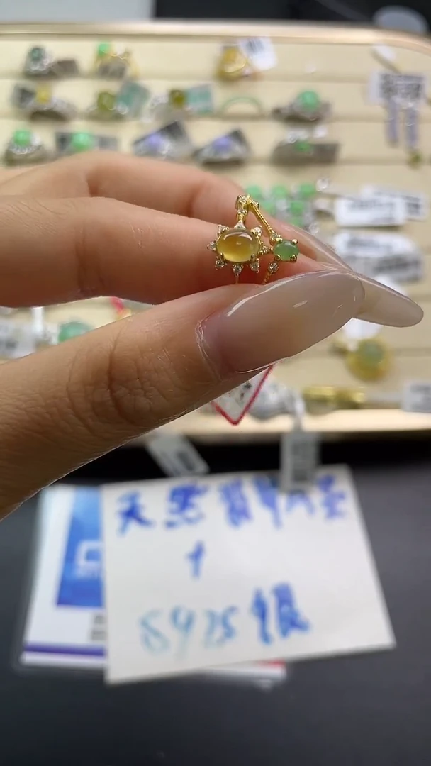 银S925镶嵌戒指翡翠翡翠 蛋面 银S925镶嵌