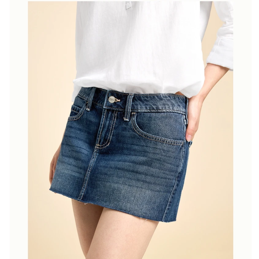 Hollister25夏美式Y2K辣妹Miu系牛仔短裙裤裙女装KI343-5050