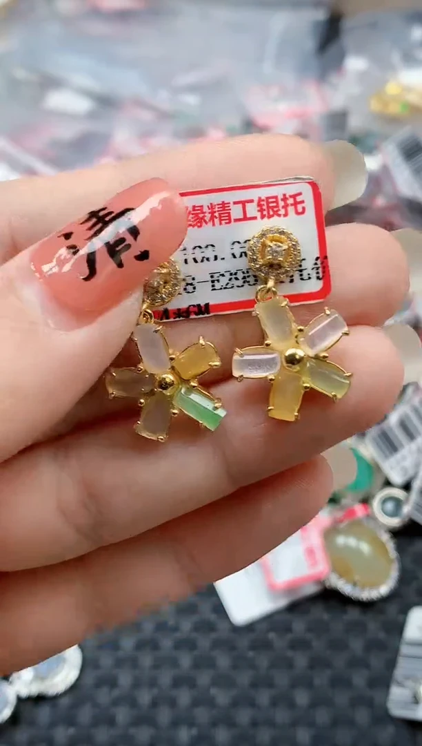 银S925镶嵌戒指翡翠天然A货缅甸翡翠