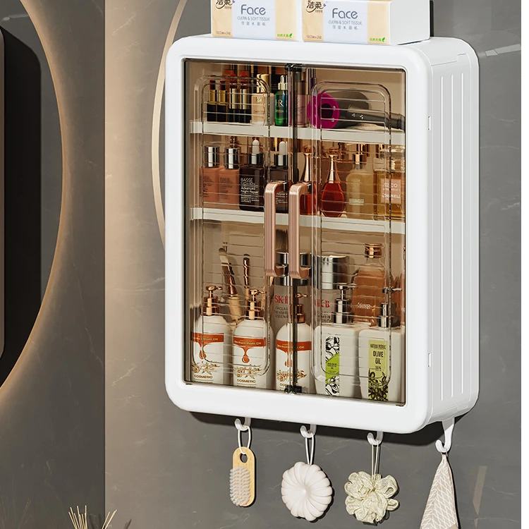 厨卫防水收纳柜家用简约大容量卫生间储物柜轻奢透明客厅玄关防尘