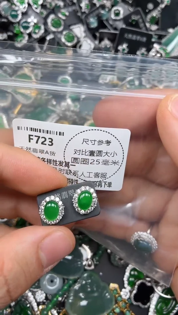 颈饰未镶嵌翡翠F723耳钉