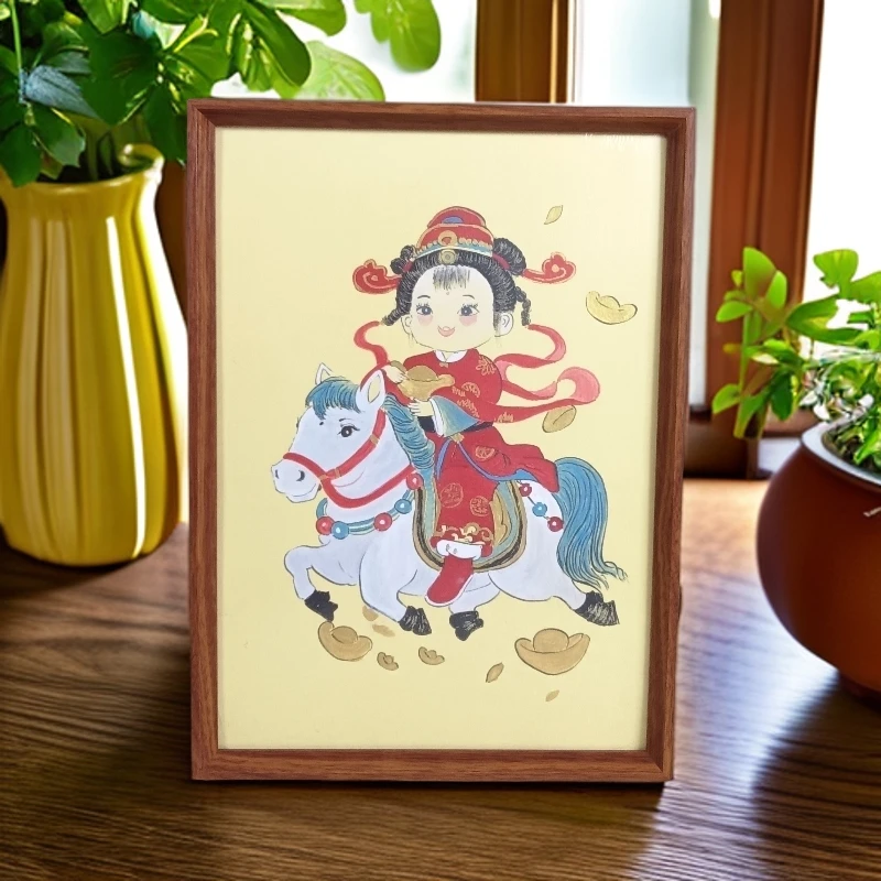 《招财纳吉》国画艺术品家居美学装饰摆台画  A3尺寸30X42cm