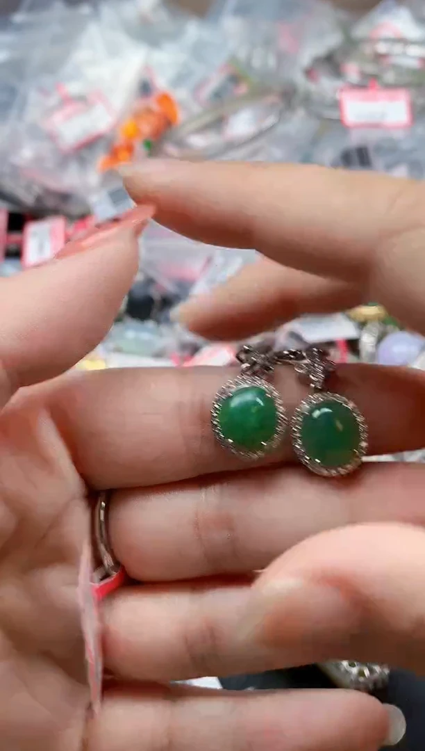 银S925镶嵌戒指翡翠天然A货缅甸翡翠