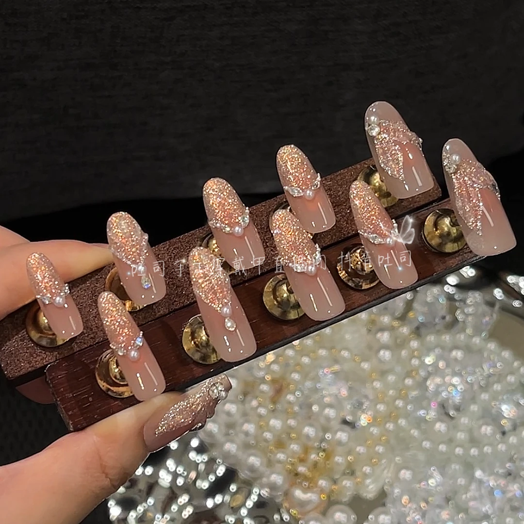 【人鱼莉莉丝】轻奢显白纯手工穿戴甲光疗甲冰透渐变四季流行10片装