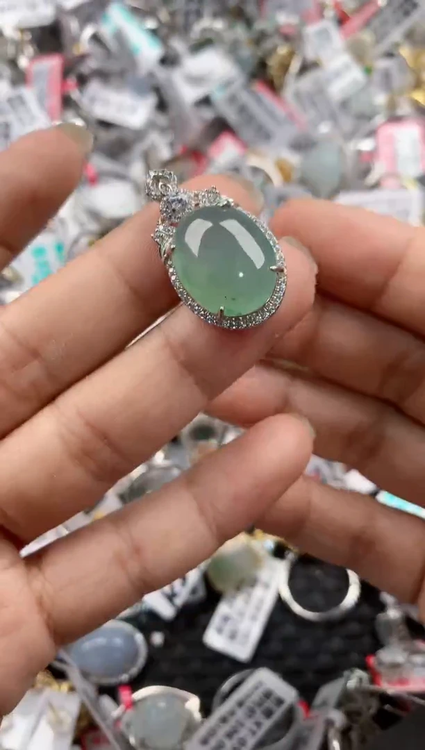 银S925镶嵌戒指翡翠888----6