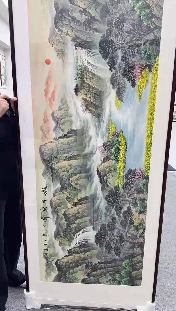 国画手绘  219*88   旭日东升