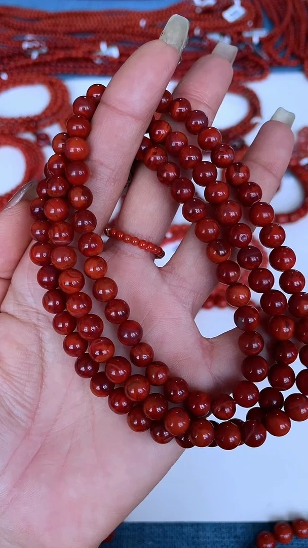 未镶嵌手串南红玛瑙N24凉山瓦西料双色火焰多圈
