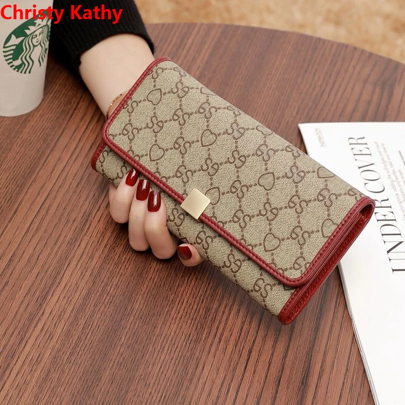 ChristyKathy女士钱包时尚大气精致长款真皮钱夹卡包一体小众皮夹