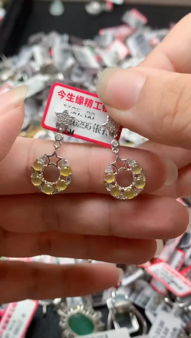 银S925镶嵌戒指翡翠天然A货缅甸翡翠