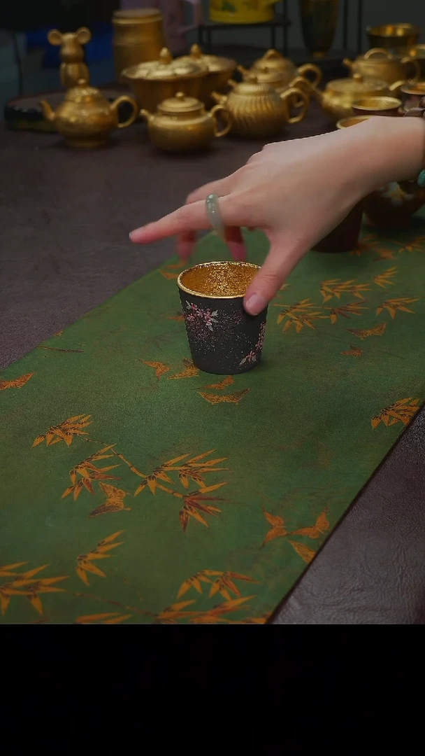 茶杯紫砂【宜景窑鎏金系列】杯子