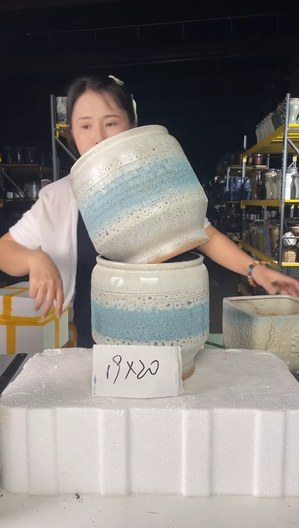 宜兴紫砂粗陶花盆盆19*20