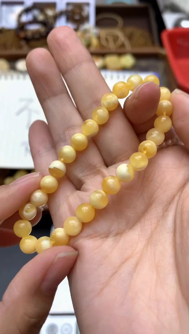 【闪购商品】琥珀珠宝奇石未镶嵌076琥珀蜜蜡花粉有纹小坑介意勿拍