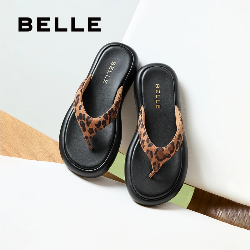 百丽亲肤舒适夹趾拖鞋女2025夏新商场同款膨软可外穿拖鞋3R3E1BT5