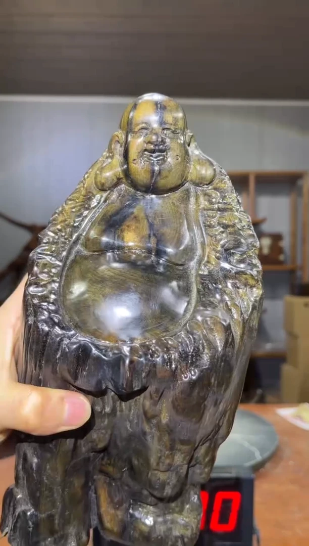 金丝楠快****满阴沉木笑佛摆件