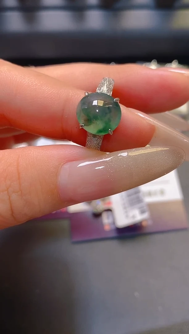 翡翠银S925镶嵌耳饰天然