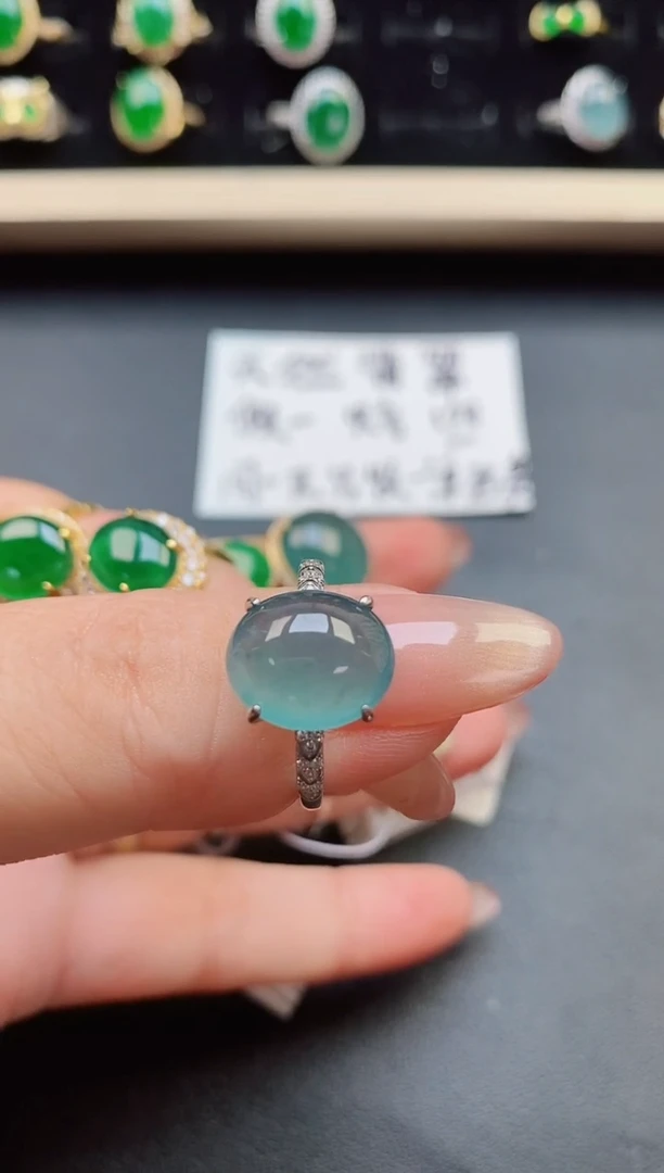 翡翠戒指银S925镶嵌5080505