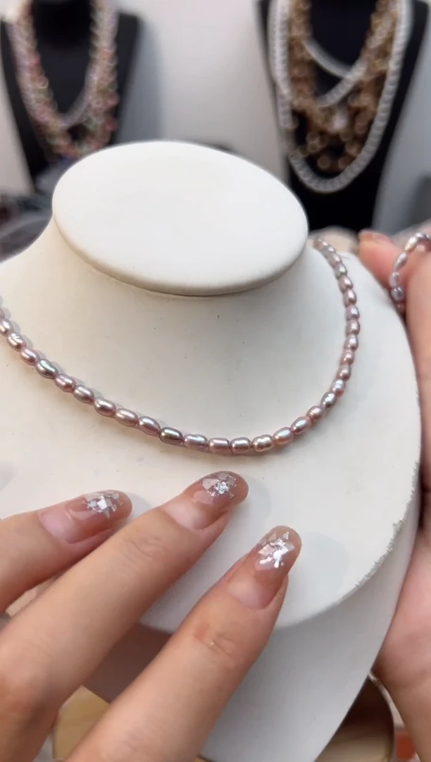 未镶嵌淡水珍珠福利强光*珍珠项链（紫色3mm+）无核