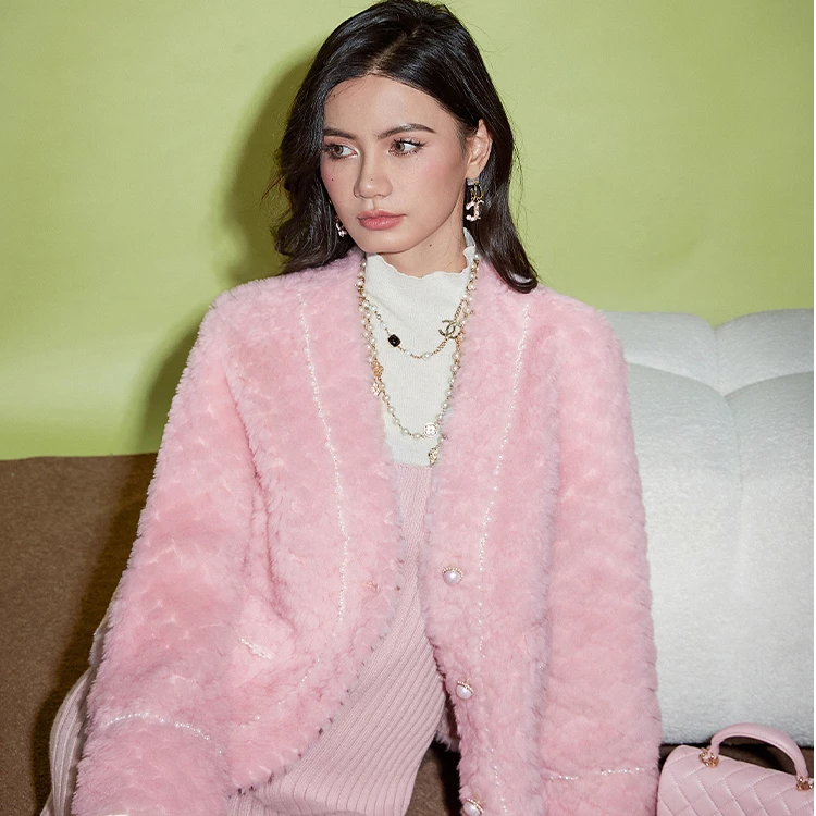 【诗语专属】轻奢小香风毛绒短款外套CV2B005234