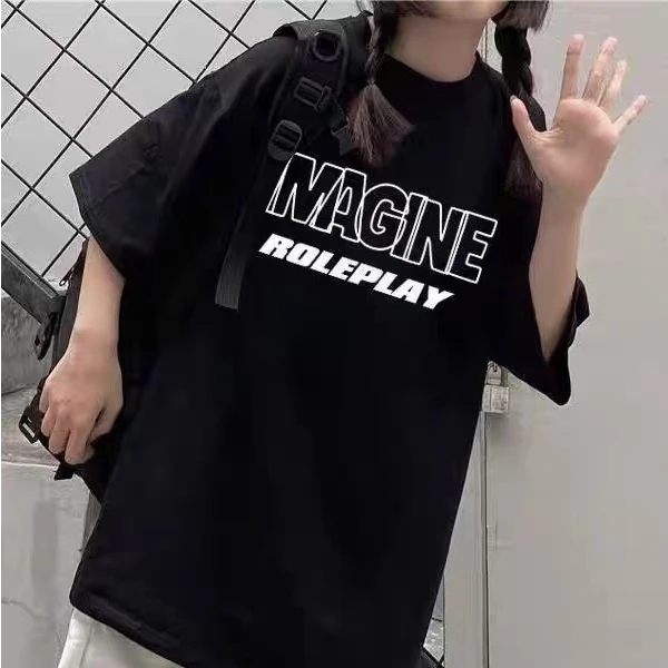 【发菜家】280克纯棉短袖t恤女夏季美式复古宽松oversize潮牌上衣