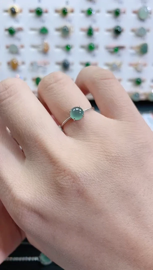 银S925镶嵌戒指翡翠天然翡翠