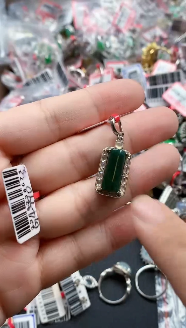 银S925镶嵌戒指翡翠天然A货缅甸翡翠