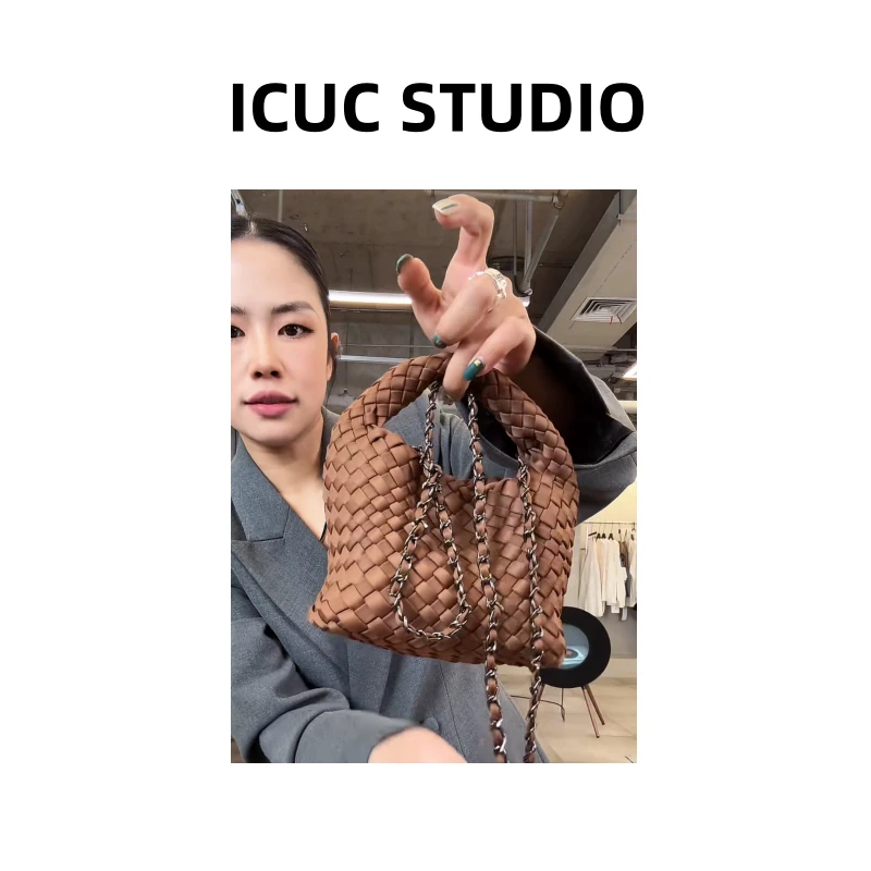 ICUC定制-【小众手工编织手提斜挎包子】春夏新款高级感菜篮子母包