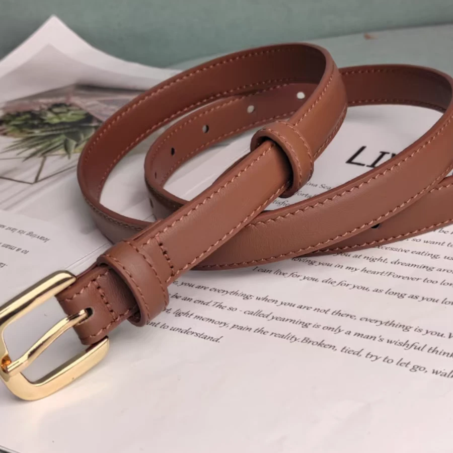 2025新款女式腰带焦糖棕时尚百搭装饰皮带女款细简约高级感