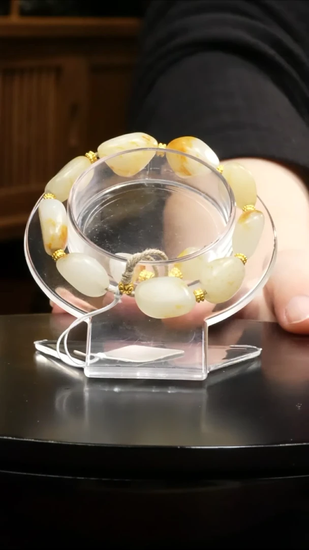 【闪购商品】和田玉手串足金镶嵌33.7克和田玉原石