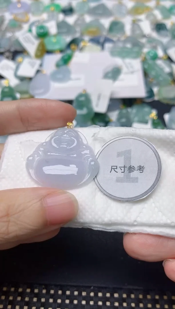 颈饰18K金镶嵌翡翠天然缅甸A货翡翠