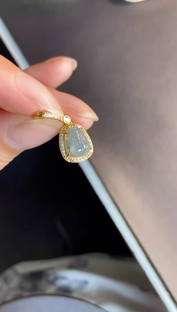 吊坠(不含链)银S925镶嵌翡翠天然A货翡翠