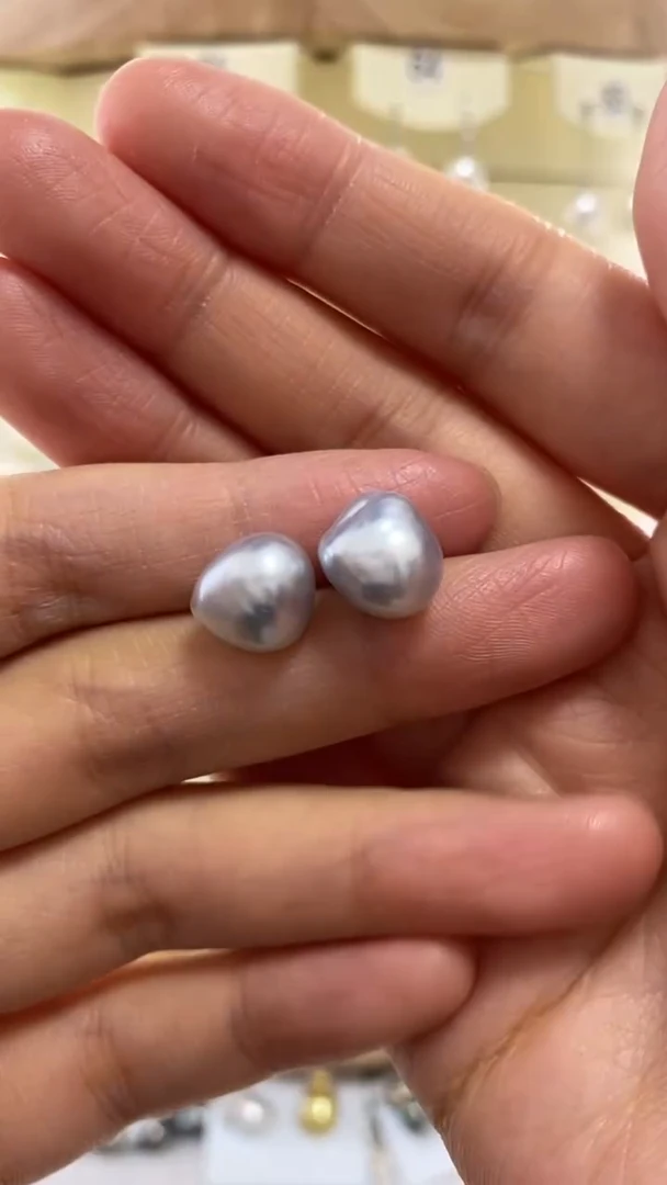 【闪购商品】海水珍珠耳饰银S925镶嵌澳白巴洛克