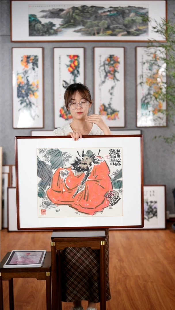 国画郑柏岩《进士品茗/钟馗》带框57*77