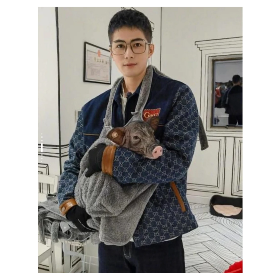 未使用 GUCCI/古驰 满印徽标图案翻领长袖牛仔外套