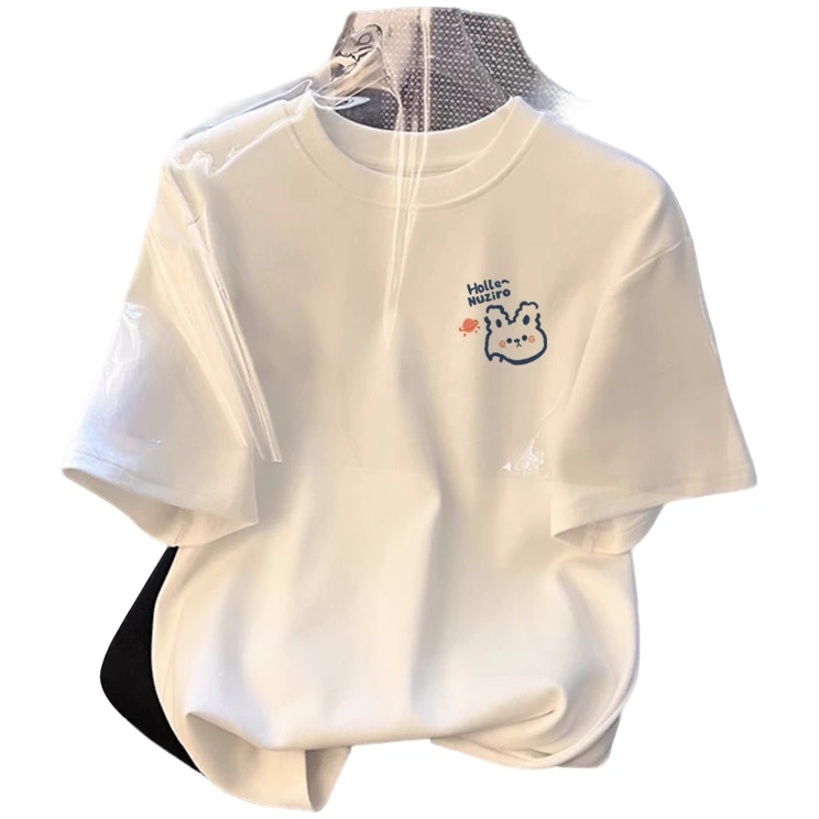 卡通兔子儿童纯棉短袖恤2025新款宽松男童女童体恤夏季甜美上衣