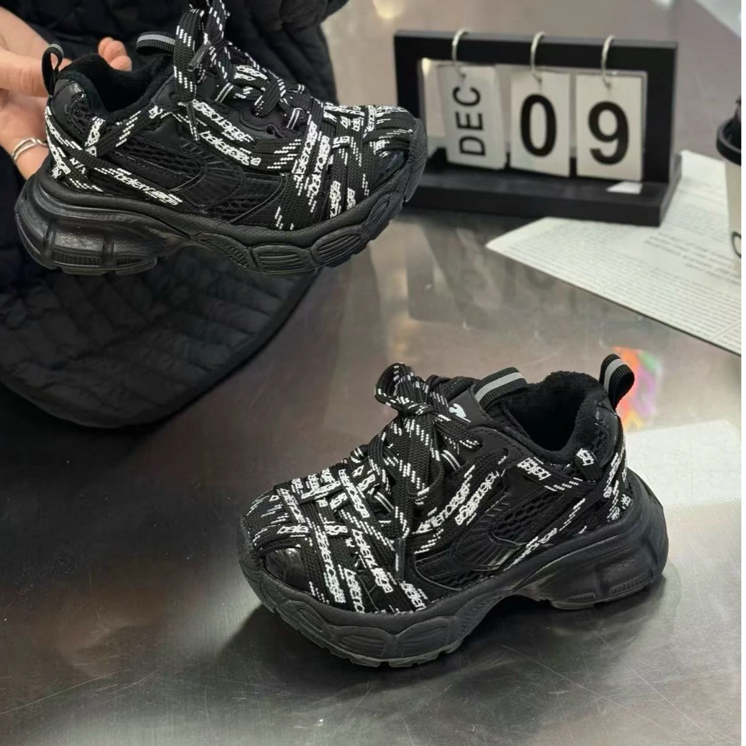 26108冬季2025二棉脏脏鞋儿童运动鞋韩版绑带女童老爹鞋男童跑步