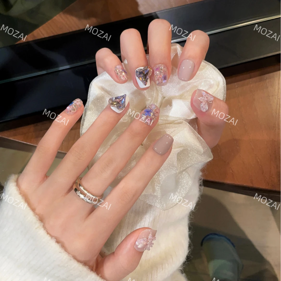 茉哉KK【紫雾迷蝶】纯手工定制美甲可拆卸穿戴甲A2529/A2530