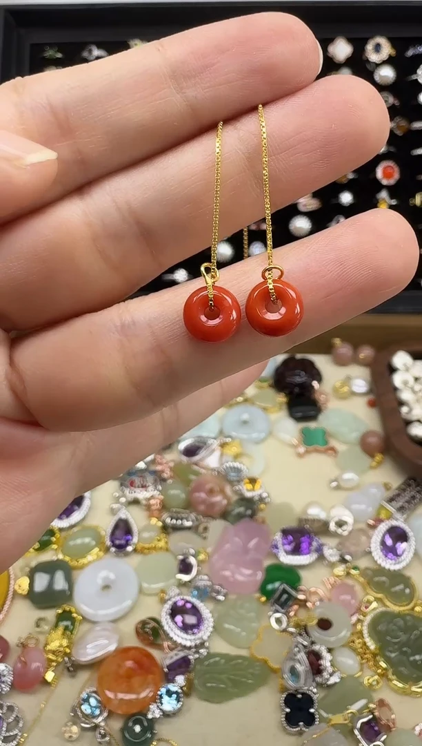 未镶嵌南红玛瑙耳饰 南红玛瑙 耳饰