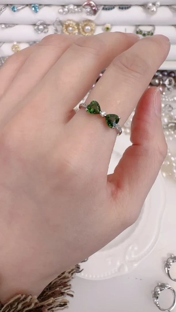 【闪购商品】透辉石戒指银S925镶嵌a06